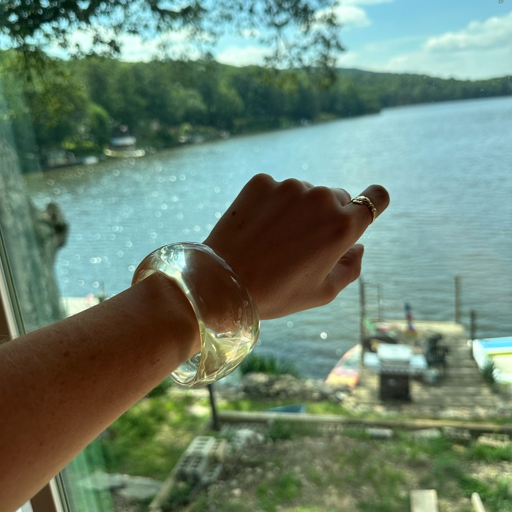 Chunky Clear Resin Bangle Bracelet – Sculptural Y2K Style
